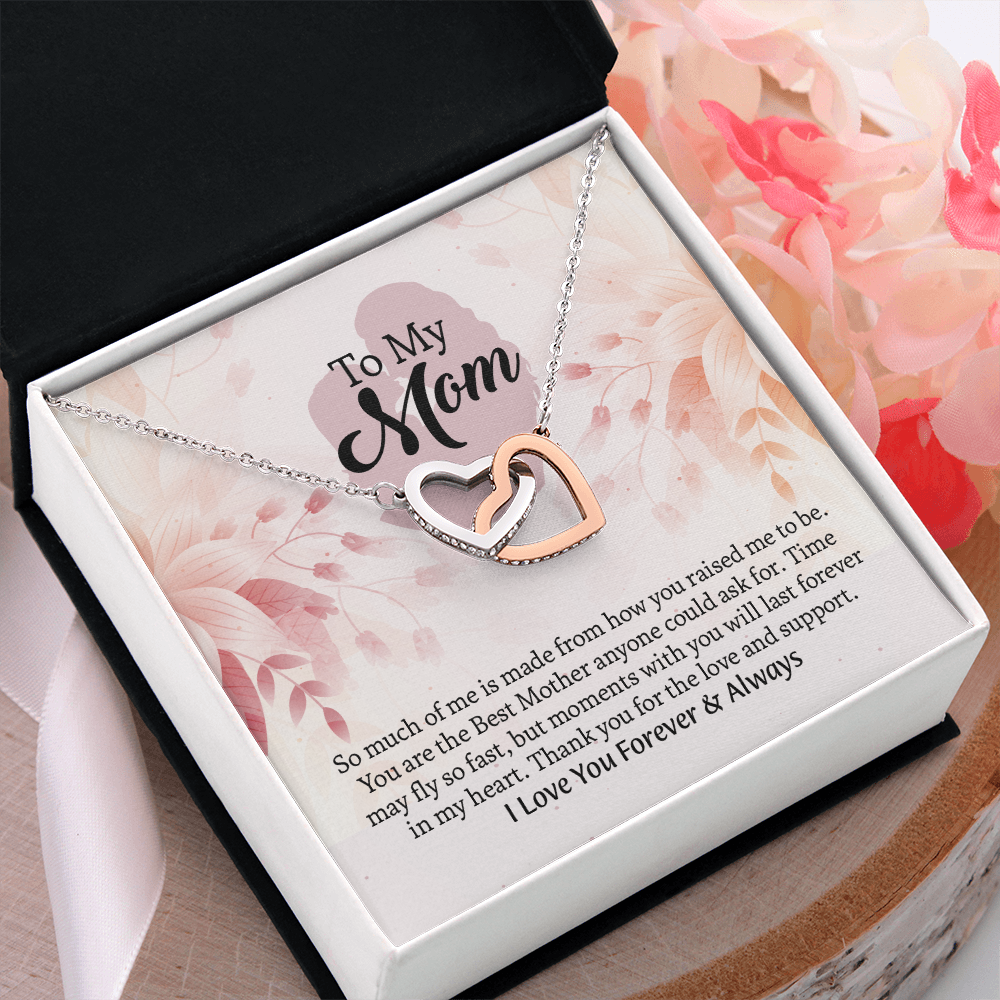 To My Mom Interlocking Hearts Necklace, Mothers Day Gift for Mom, Thoughtful Present from Son, Mom Necklace From daughter