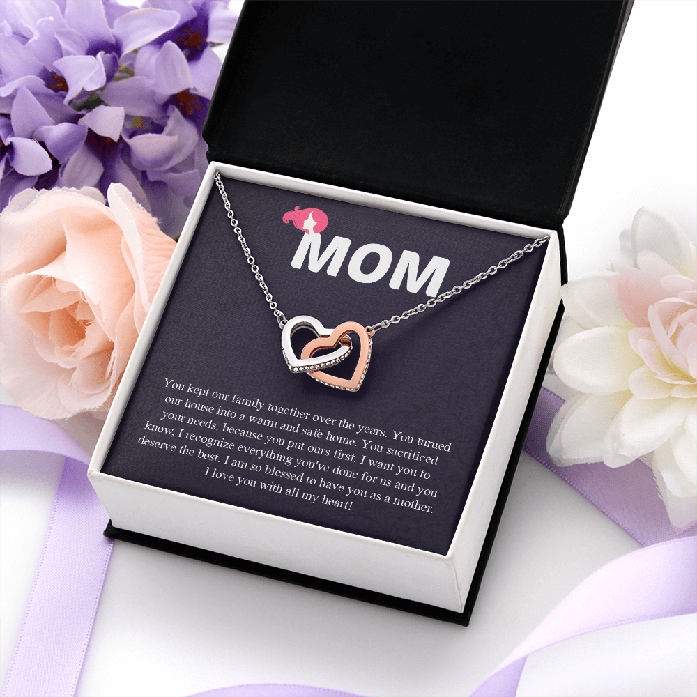 Mom Interlocking Hearts Necklace, Mothers Day Gift for Mom, Thoughtful Present from Son, Mom Necklace From daughter