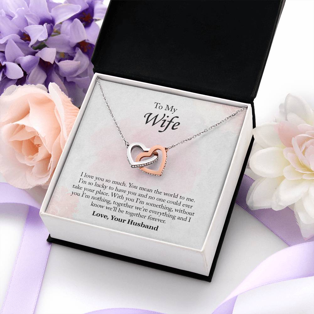 To My Wife Interlocking Hearts Necklace, Wife Jewelry, Romantic Anniversary Gift For Wife, Wife Birthday Gift, Necklace For Wife