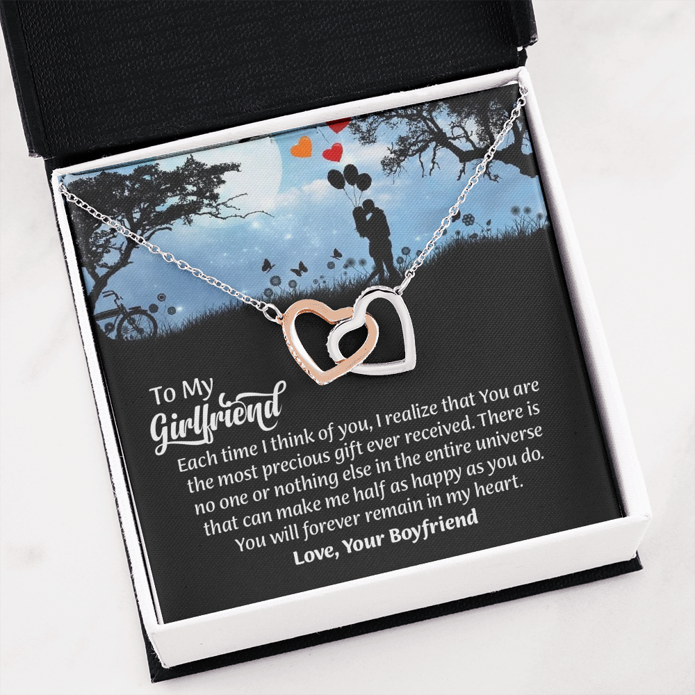 To My Girlfriend interlocking hearts  Necklace, Gift for Girlfriend, Anniversary Gift for Girlfriend, Girlfriend Birthday Gift