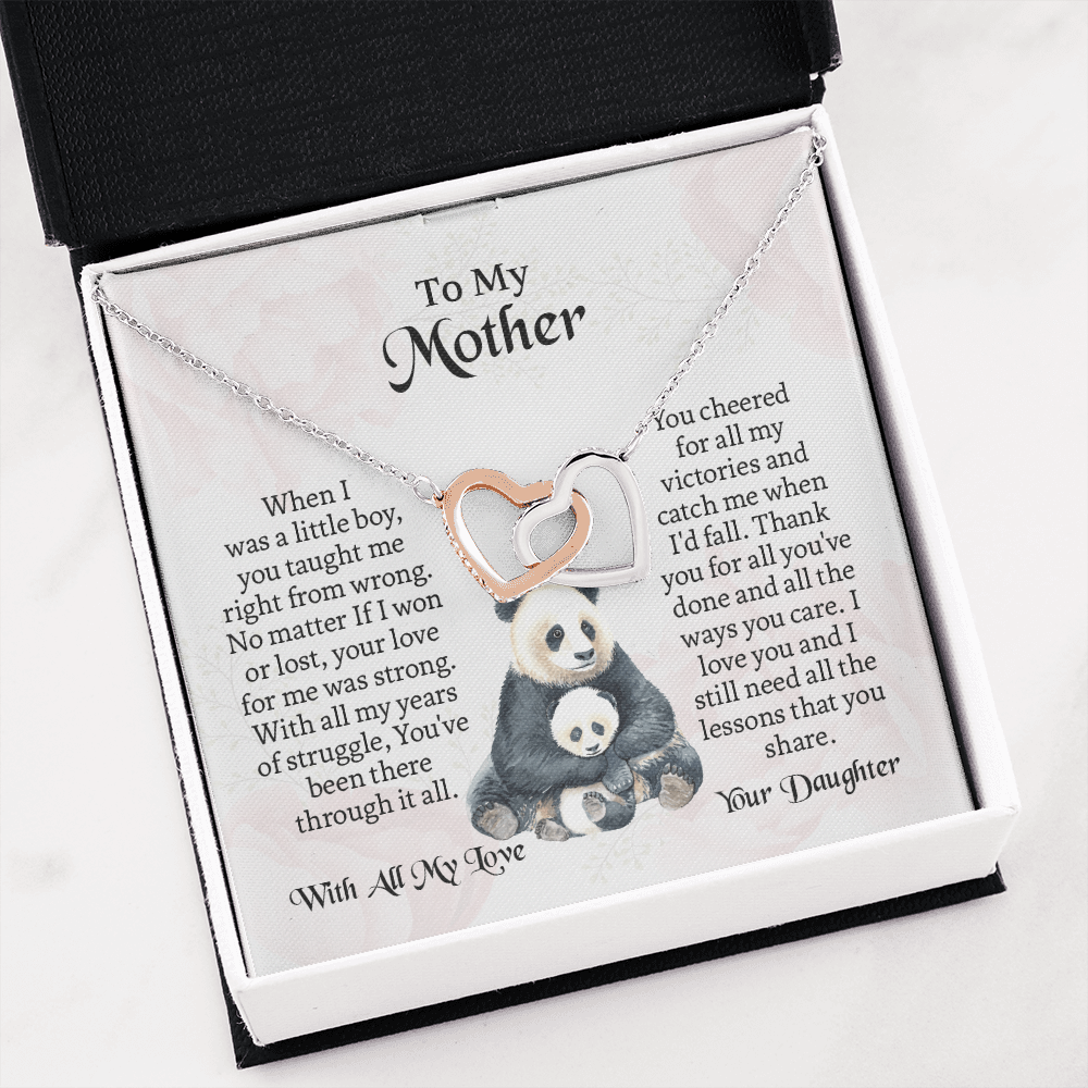 To My Mother Interlocking Hearts Necklace, Mothers Day Necklace For Mom, Mom Birthday Gift From Daughter, Message Card Jewelry For Mom