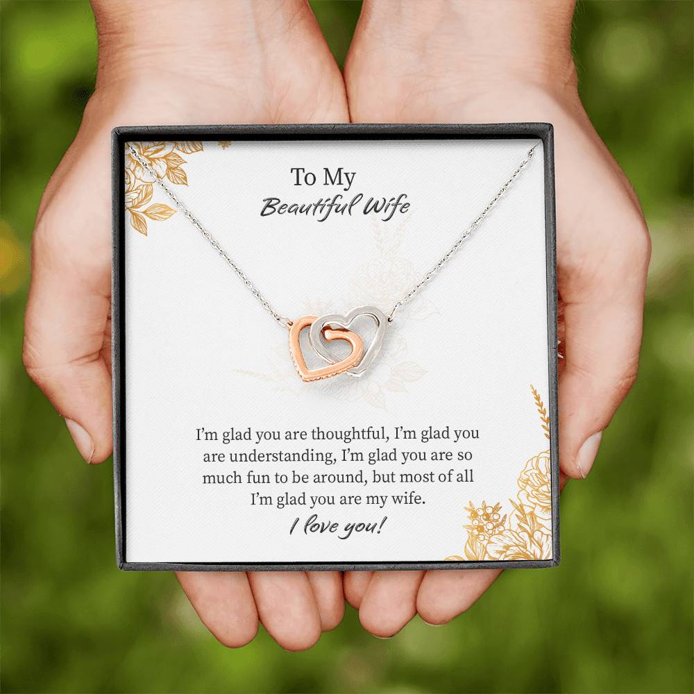 Interlocking Hearts Necklace For Wife, Necklace Gift From Husband, Romantic Anniversary Gift For Wife, Wife Birthday Gift