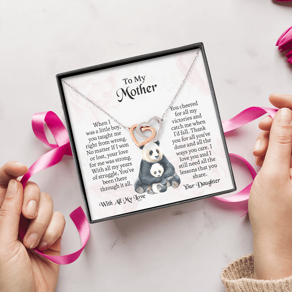 To My Mother Interlocking Hearts Necklace, Mothers Day Necklace For Mom, Mom Birthday Gift From Daughter, Message Card Jewelry For Mom