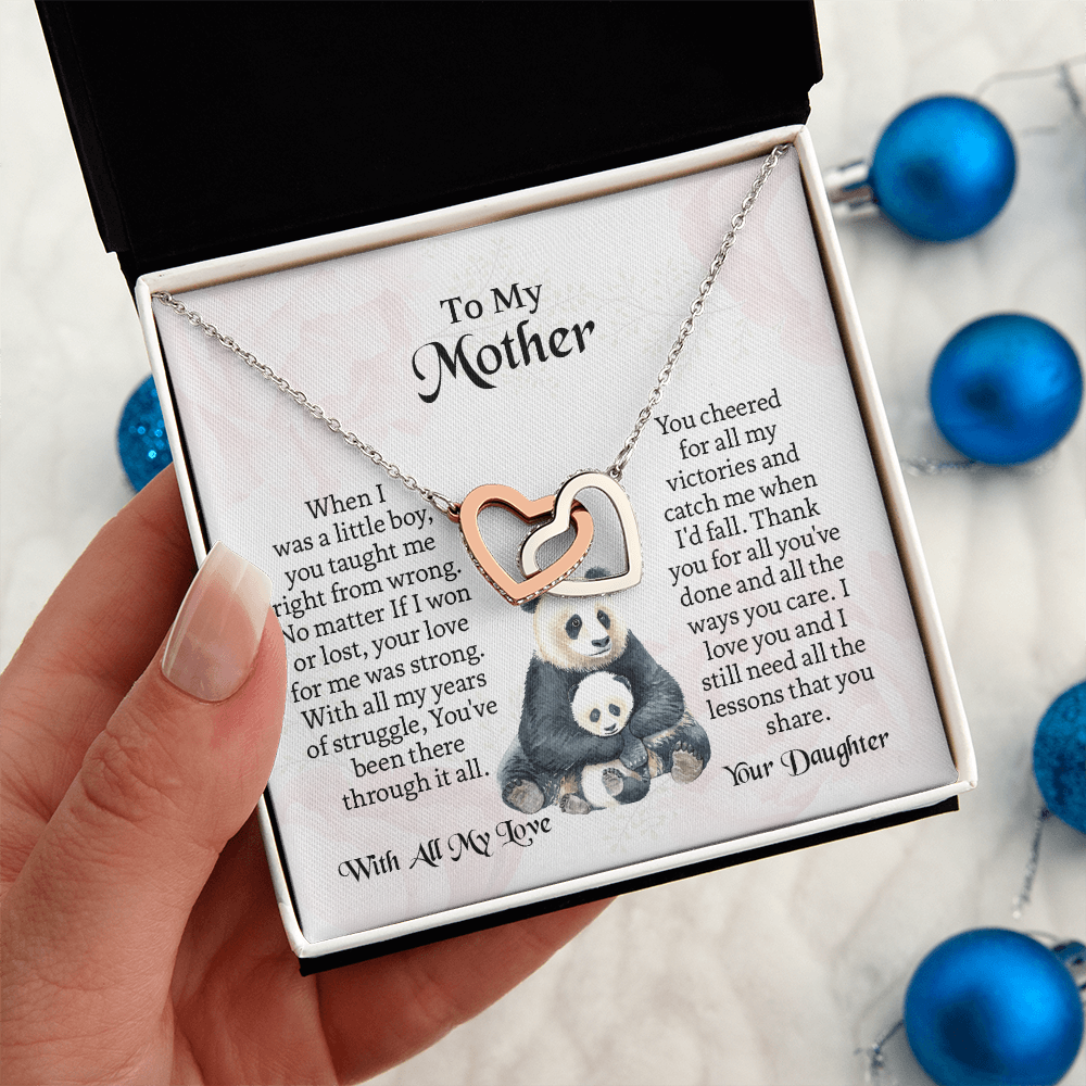 To My Mother Interlocking Hearts Necklace, Mothers Day Necklace For Mom, Mom Birthday Gift From Daughter, Message Card Jewelry For Mom