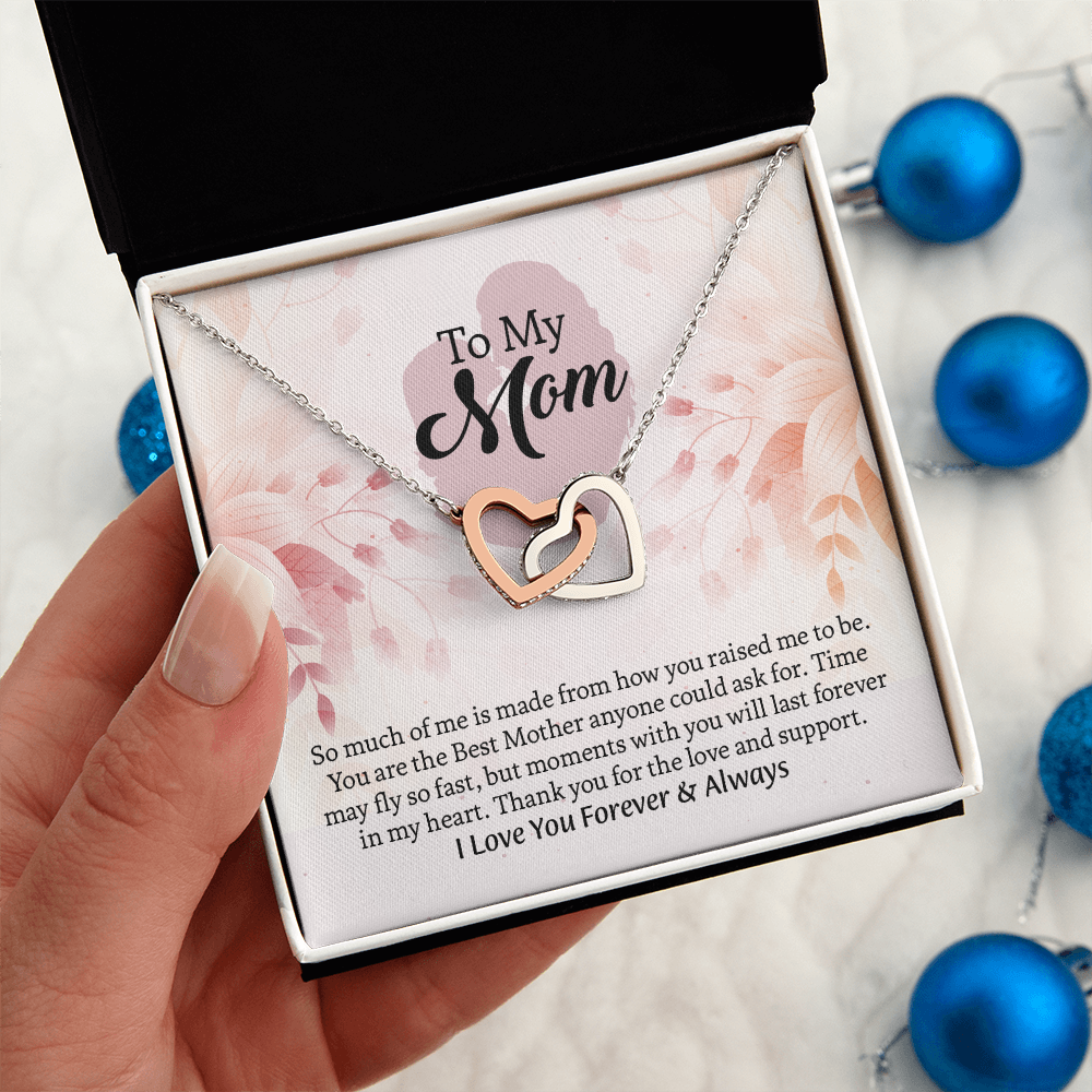 To My Mom Interlocking Hearts Necklace, Mothers Day Gift for Mom, Thoughtful Present from Son, Mom Necklace From daughter