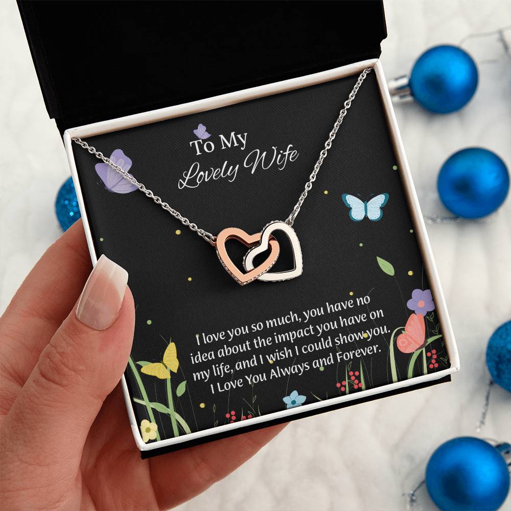 To My Lovely Wife Interlocking Hearts Necklace, Romantic Anniversary Gift For Wife, Wife Birthday Gift, Necklace For Wife