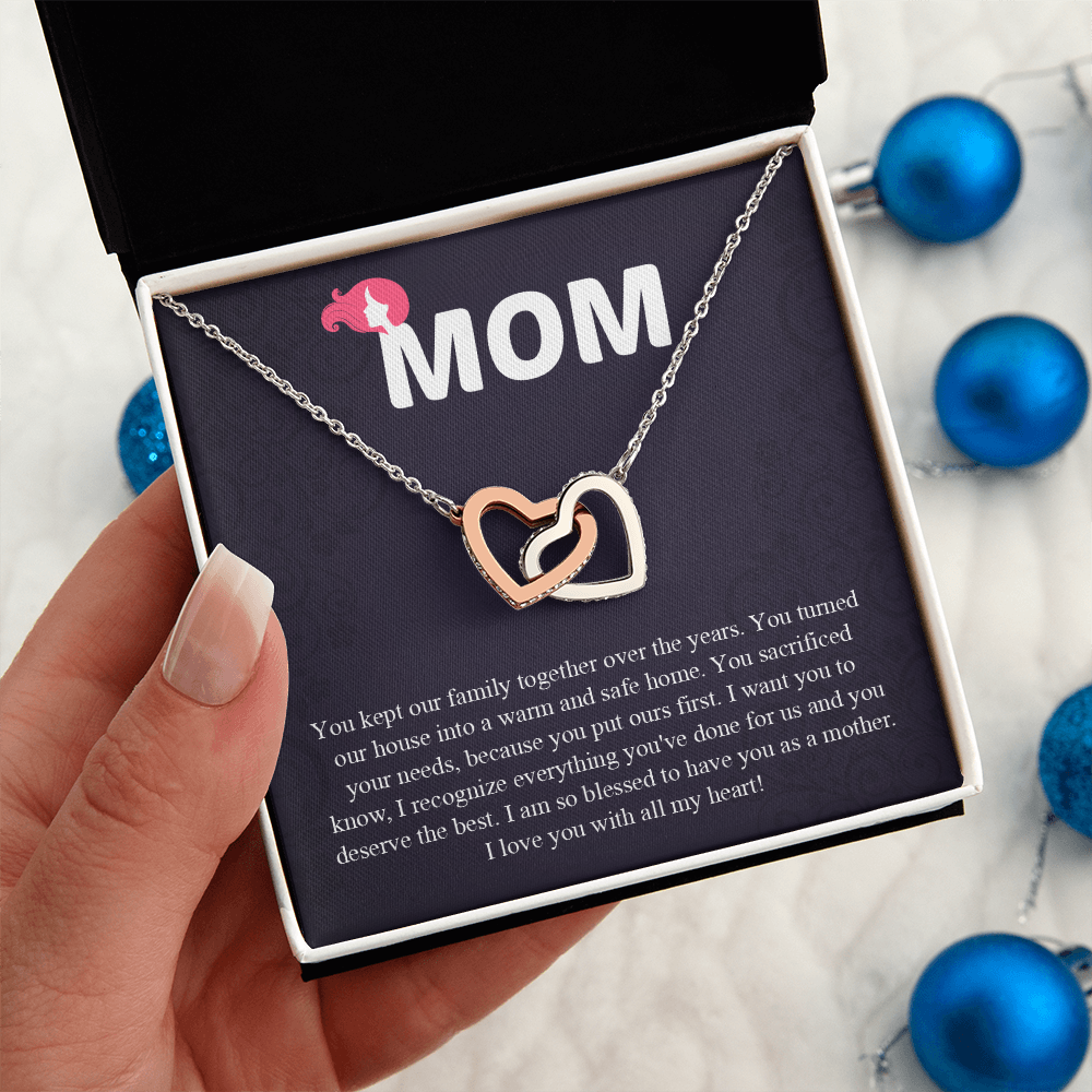 Mom Interlocking Hearts Necklace, Mothers Day Gift for Mom, Thoughtful Present from Son, Mom Necklace From daughter
