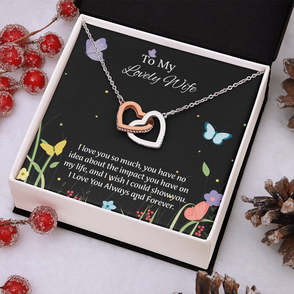 To My Lovely Wife Interlocking Hearts Necklace, Romantic Anniversary Gift For Wife, Wife Birthday Gift, Necklace For Wife