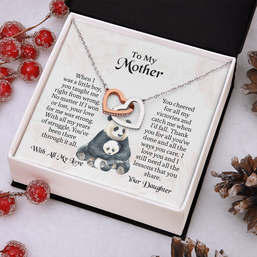 To My Mother Interlocking Hearts Necklace, Mothers Day Necklace For Mom, Mom Birthday Gift From Daughter, Message Card Jewelry For Mom