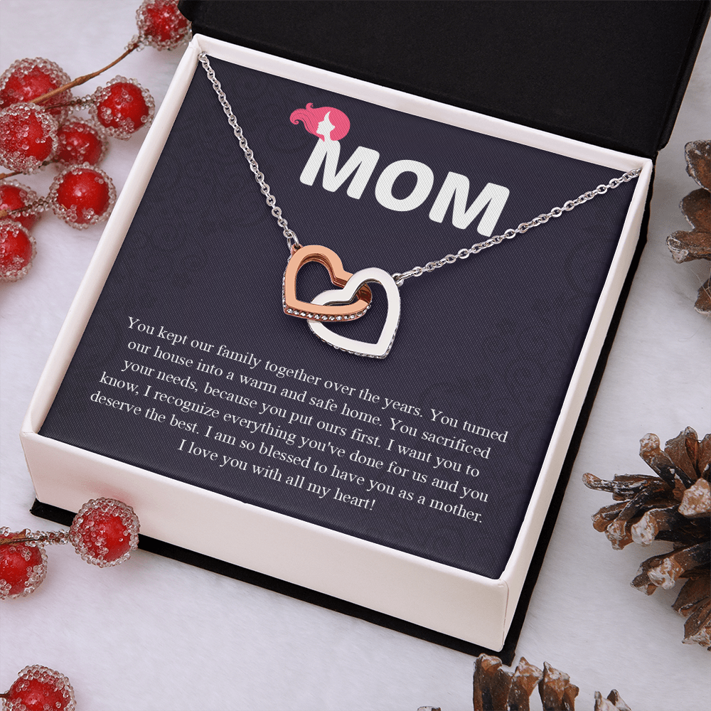 Mom Interlocking Hearts Necklace, Mothers Day Gift for Mom, Thoughtful Present from Son, Mom Necklace From daughter
