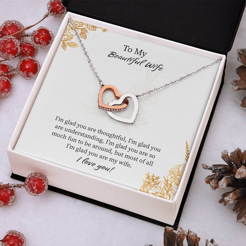 Interlocking Hearts Necklace For Wife, Necklace Gift From Husband, Romantic Anniversary Gift For Wife, Wife Birthday Gift