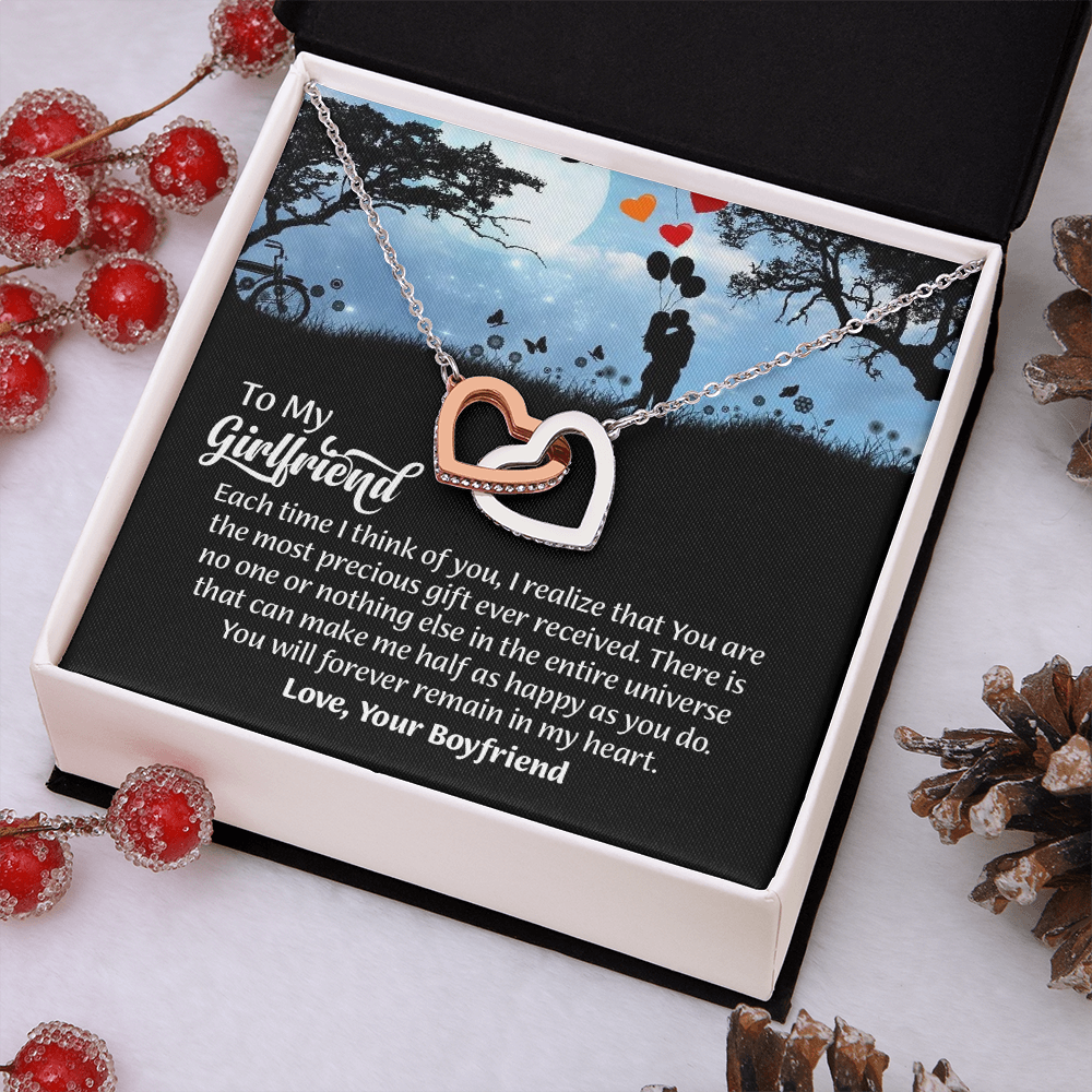 To My Girlfriend interlocking hearts  Necklace, Gift for Girlfriend, Anniversary Gift for Girlfriend, Girlfriend Birthday Gift