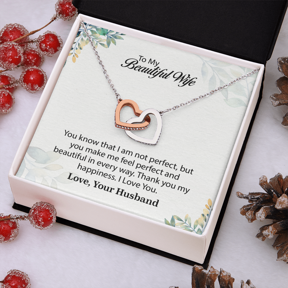 My Beautiful Wife Interlocking Hearts Necklace, Necklace for Wife, Anniversary Gift For Wife, Wife Birthday Gift