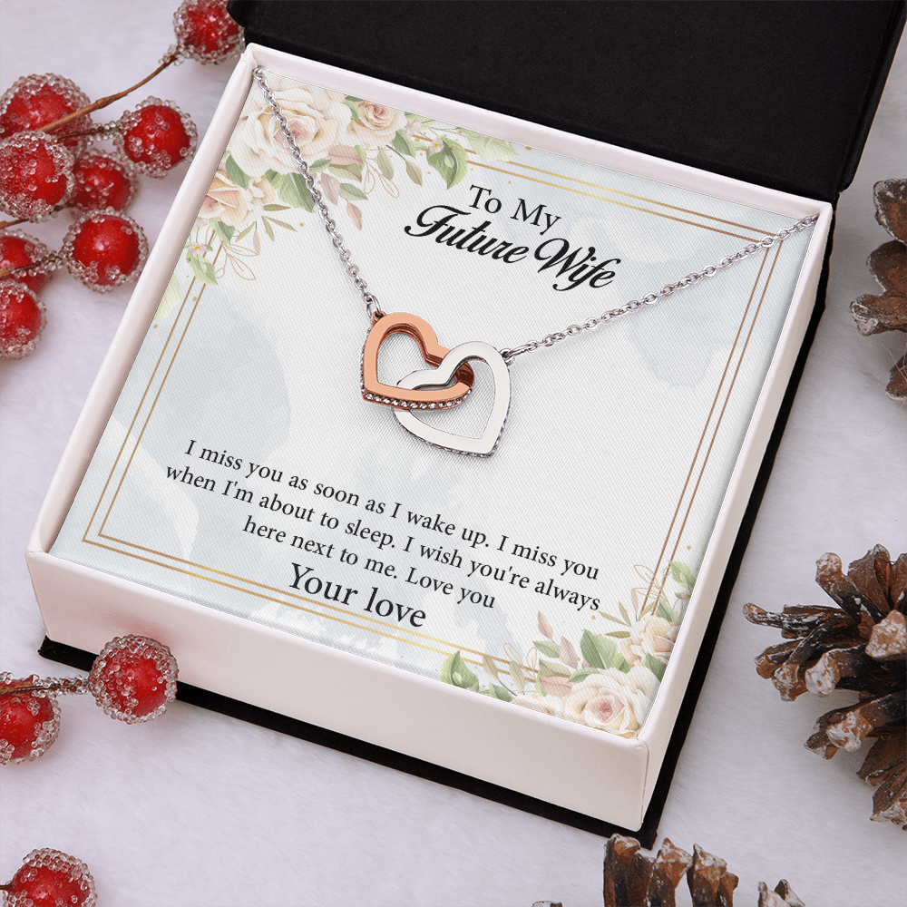 Interlocking Hearts Necklace To My Future Wife, Rehearsal Dinner Gift, Sentimental Gift For Bride From Groom, Birthday Gifts For Fiancée