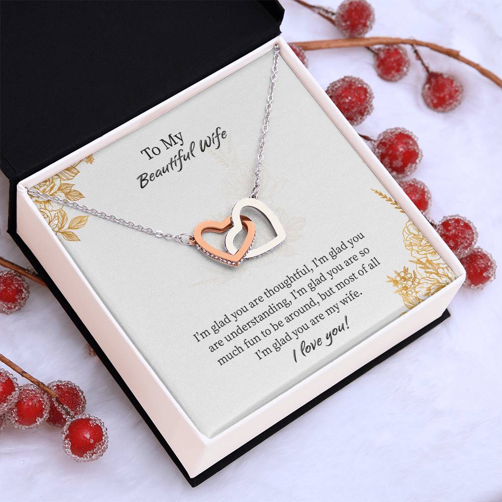 Interlocking Hearts Necklace For Wife, Necklace Gift From Husband, Romantic Anniversary Gift For Wife, Wife Birthday Gift