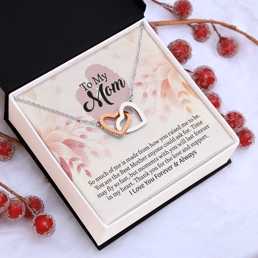 To My Mom Interlocking Hearts Necklace, Mothers Day Gift for Mom, Thoughtful Present from Son, Mom Necklace From daughter