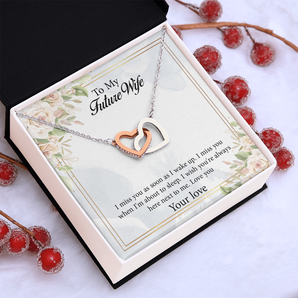 Interlocking Hearts Necklace To My Future Wife, Rehearsal Dinner Gift, Sentimental Gift For Bride From Groom, Birthday Gifts For Fiancée