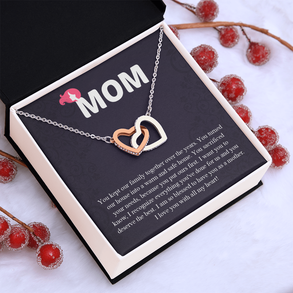 Mom Interlocking Hearts Necklace, Mothers Day Gift for Mom, Thoughtful Present from Son, Mom Necklace From daughter