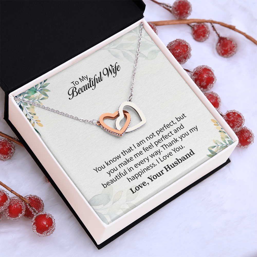 My Beautiful Wife Interlocking Hearts Necklace, Necklace for Wife, Anniversary Gift For Wife, Wife Birthday Gift