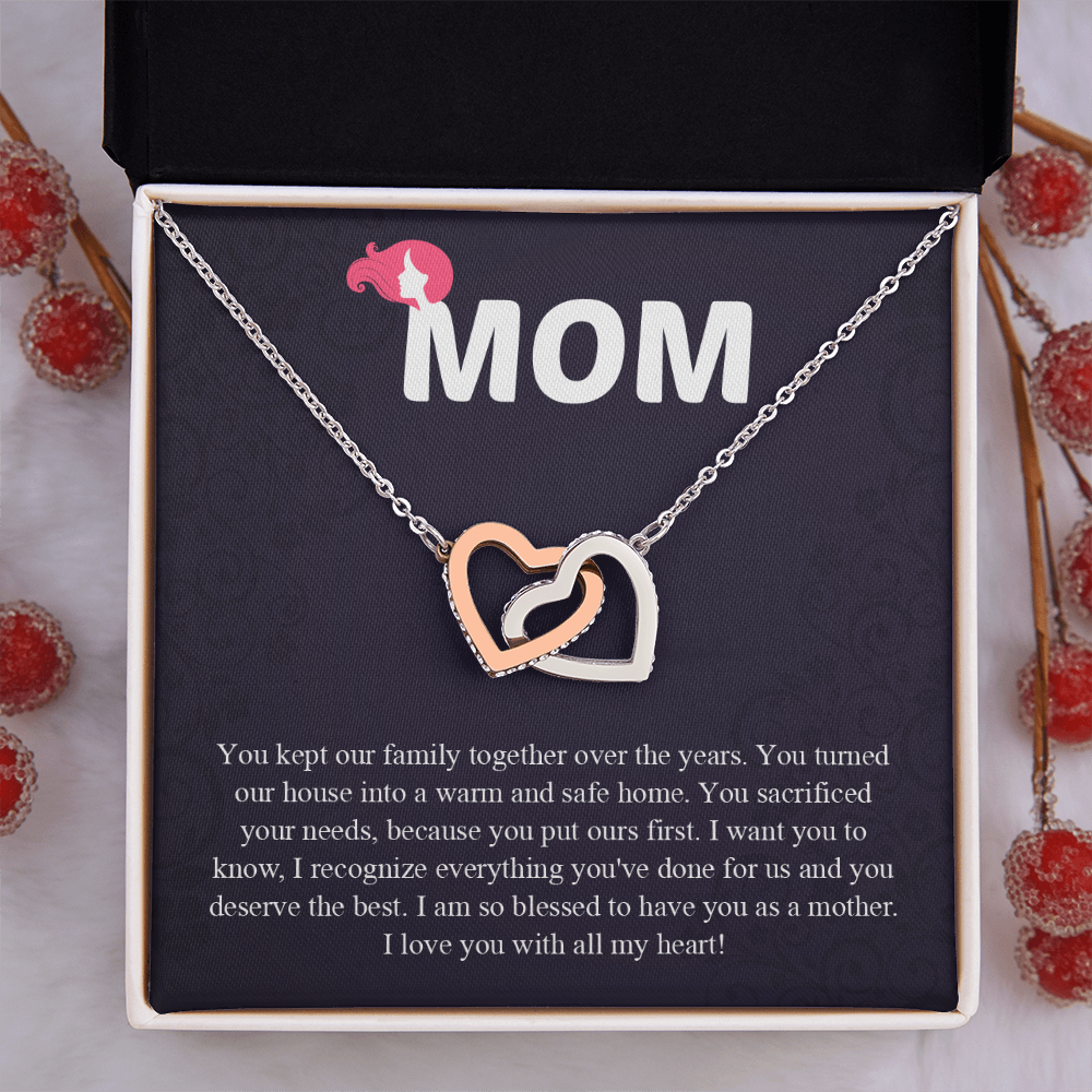 Mom Interlocking Hearts Necklace, Mothers Day Gift for Mom, Thoughtful Present from Son, Mom Necklace From daughter