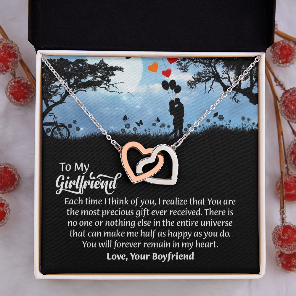 To My Girlfriend interlocking hearts  Necklace, Gift for Girlfriend, Anniversary Gift for Girlfriend, Girlfriend Birthday Gift