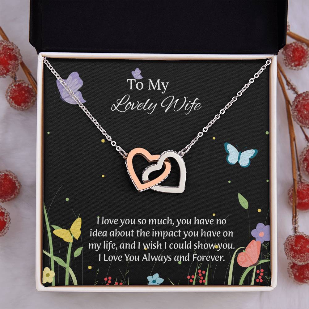 To My Lovely Wife Interlocking Hearts Necklace, Romantic Anniversary Gift For Wife, Wife Birthday Gift, Necklace For Wife