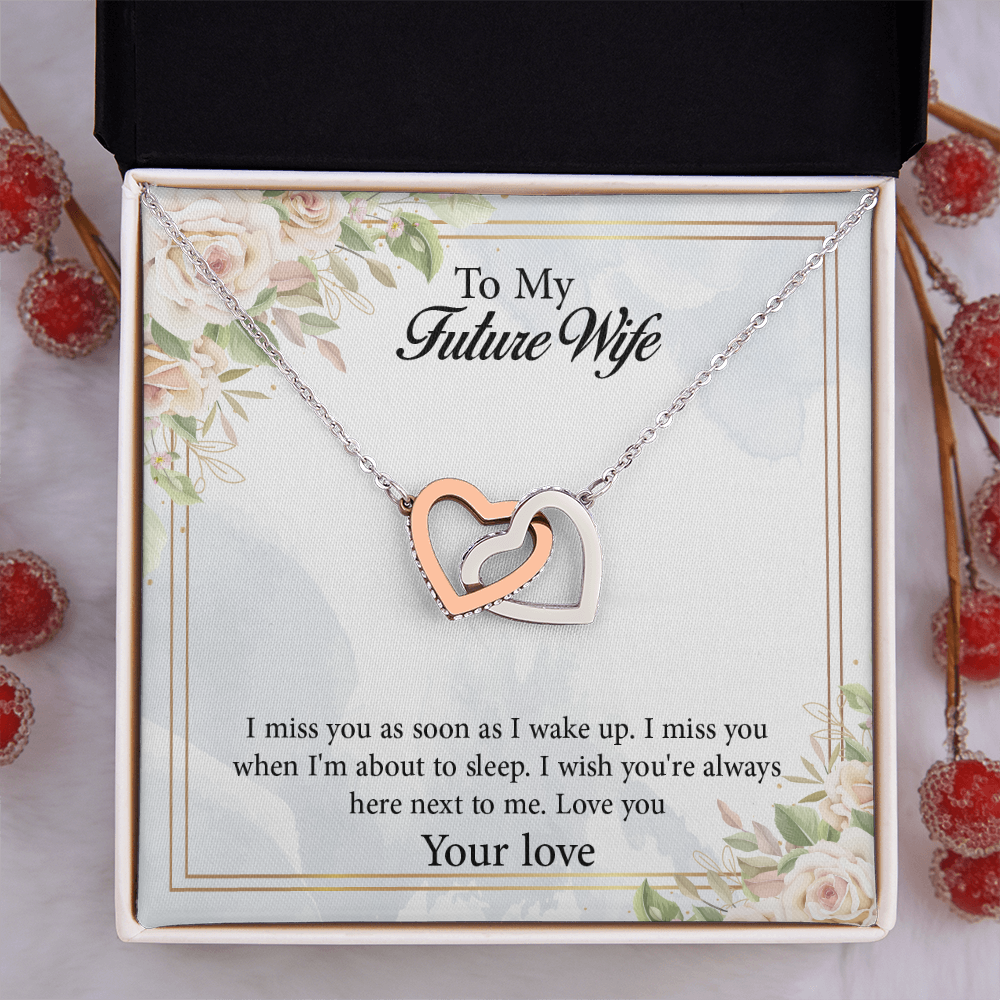 Interlocking Hearts Necklace To My Future Wife, Rehearsal Dinner Gift, Sentimental Gift For Bride From Groom, Birthday Gifts For Fiancée