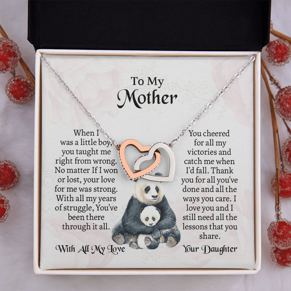 To My Mother Interlocking Hearts Necklace, Mothers Day Necklace For Mom, Mom Birthday Gift From Daughter, Message Card Jewelry For Mom