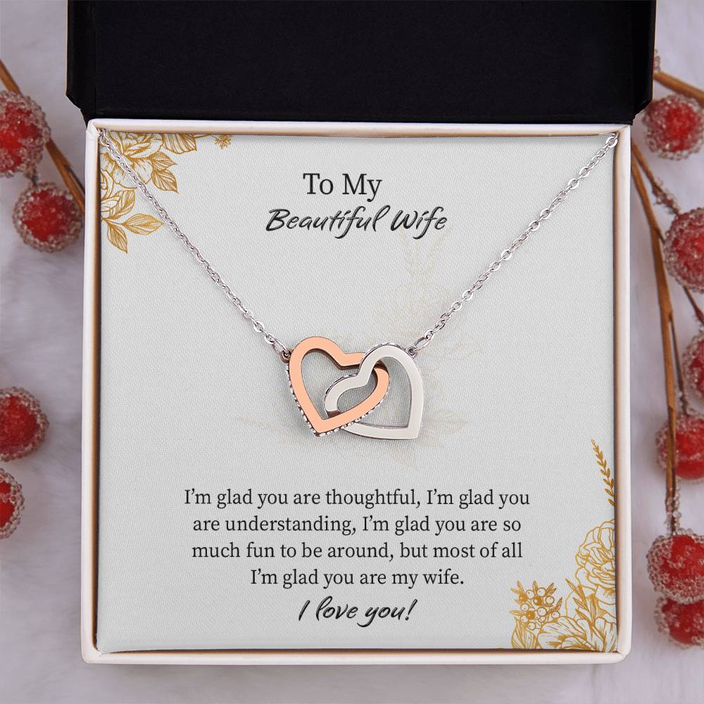 Interlocking Hearts Necklace For Wife, Necklace Gift From Husband, Romantic Anniversary Gift For Wife, Wife Birthday Gift