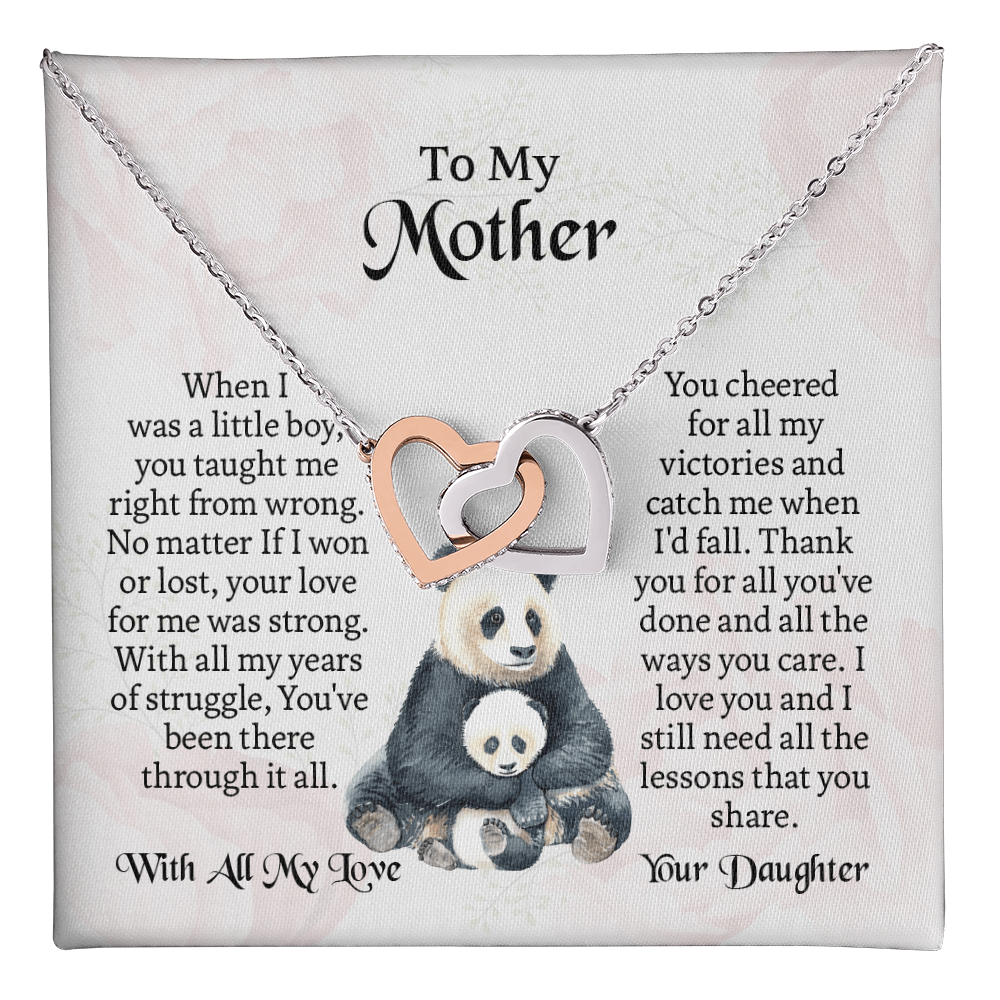 To My Mother Interlocking Hearts Necklace, Mothers Day Necklace For Mom, Mom Birthday Gift From Daughter, Message Card Jewelry For Mom