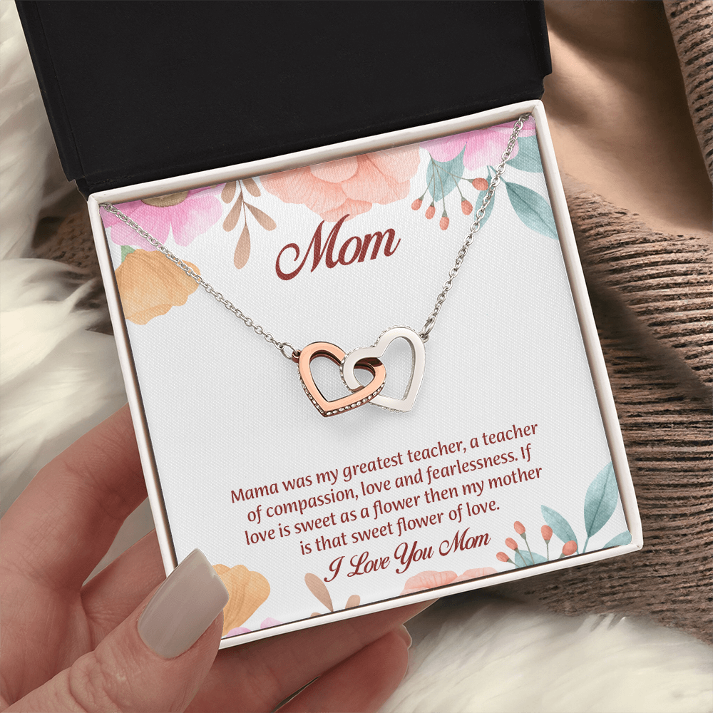 Mom Interlocking Hearts Necklace, Mothers Day Gift for Mom, Thoughtful Present from Son, Mom Necklace From daughter