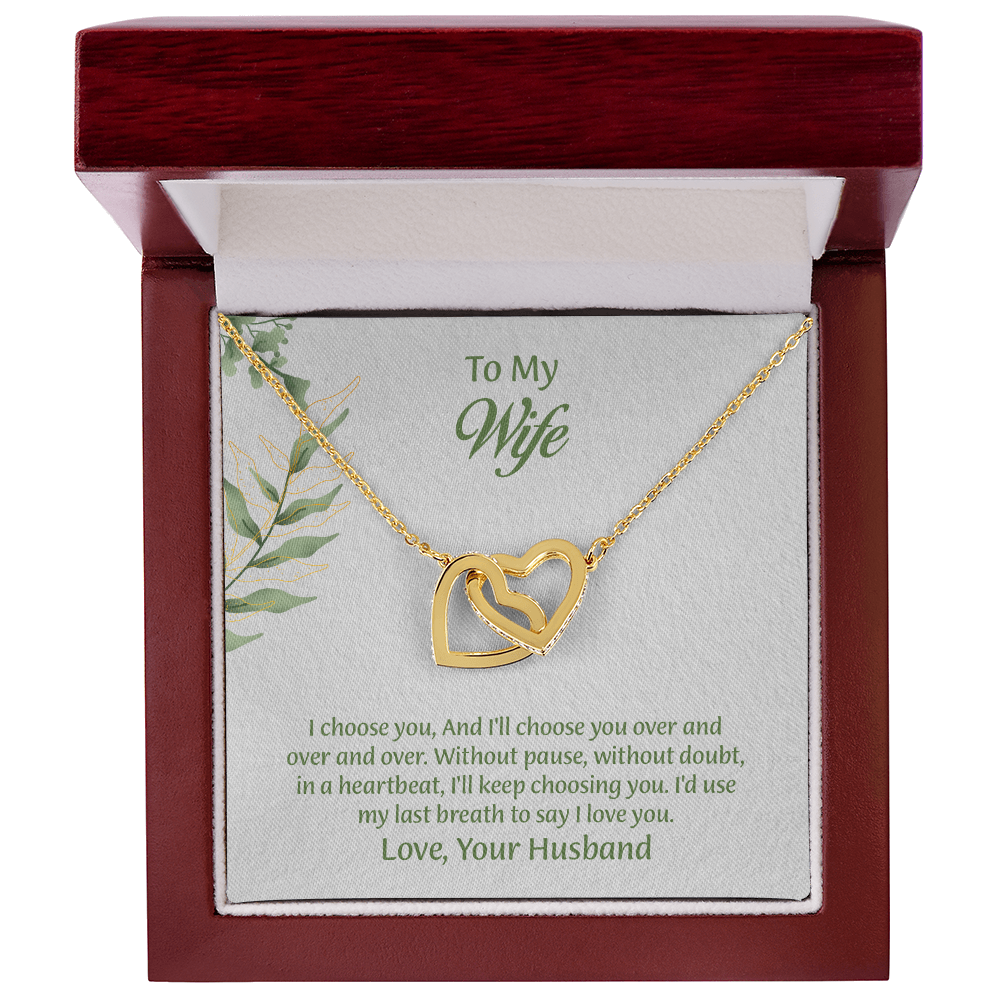 To My Wife Interlocking Hearts Necklace, Wife Jewelry, Anniversary Gift for Wife, Wife Birthday Gift, Necklace for Wife