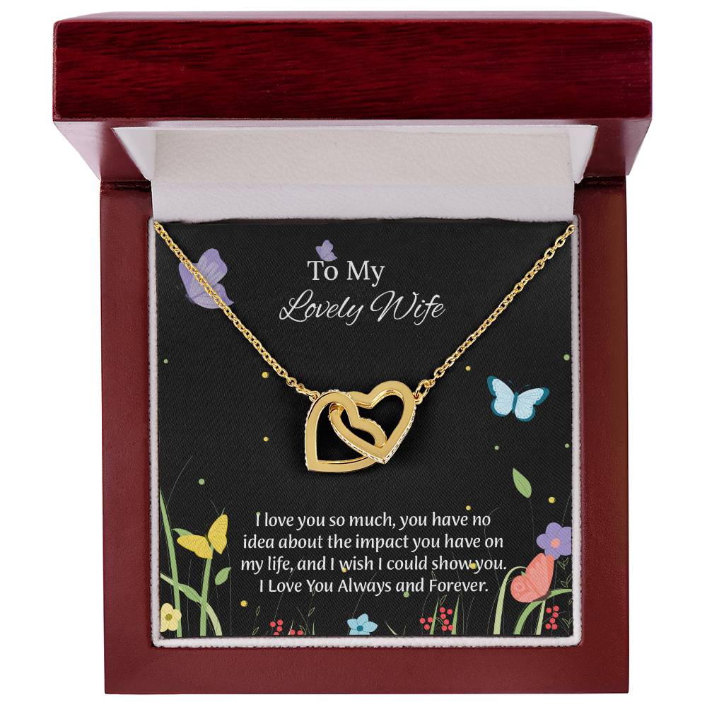 To My Lovely Wife Interlocking Hearts Necklace, Romantic Anniversary Gift For Wife, Wife Birthday Gift, Necklace For Wife