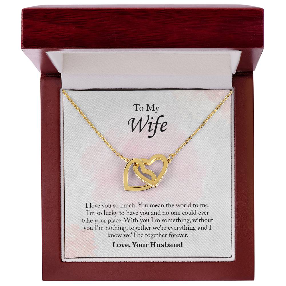 To My Wife Interlocking Hearts Necklace, Wife Jewelry, Romantic Anniversary Gift For Wife, Wife Birthday Gift, Necklace For Wife