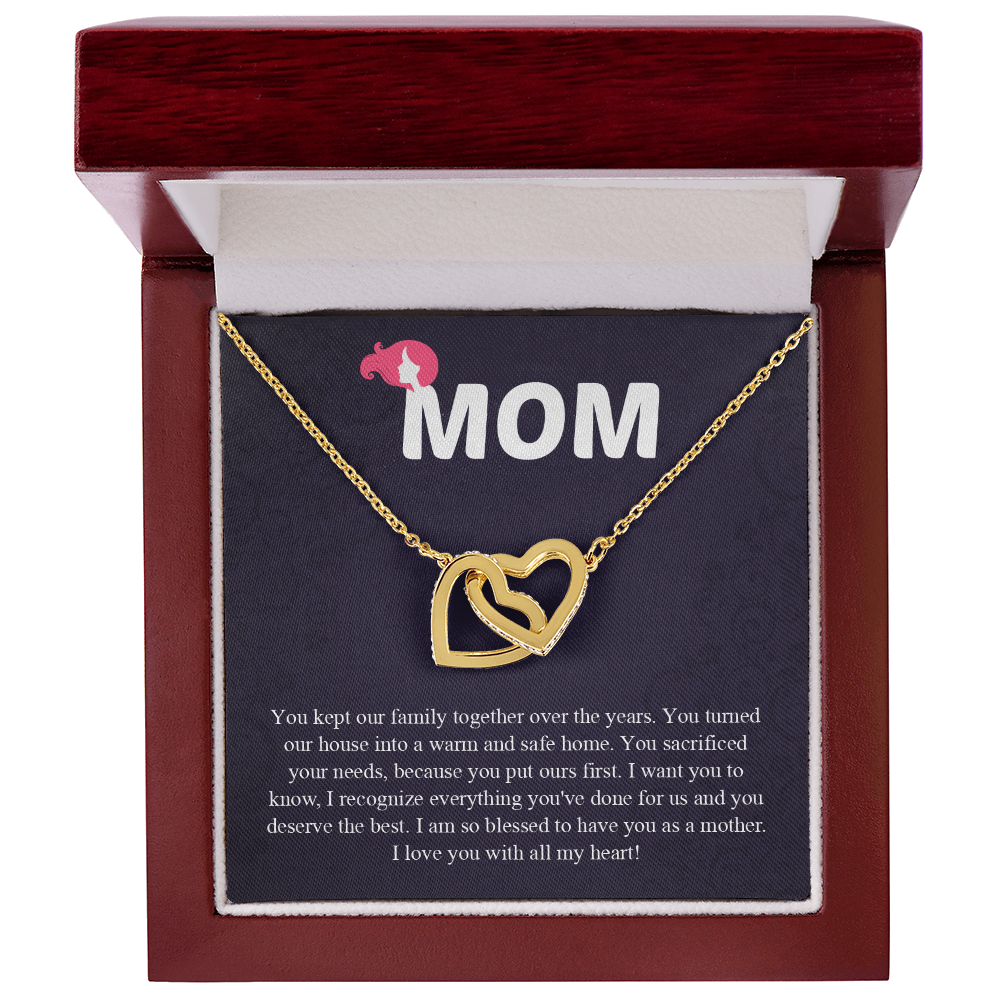Mom Interlocking Hearts Necklace, Mothers Day Gift for Mom, Thoughtful Present from Son, Mom Necklace From daughter