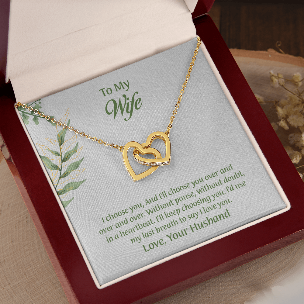 To My Wife Interlocking Hearts Necklace, Wife Jewelry, Anniversary Gift for Wife, Wife Birthday Gift, Necklace for Wife