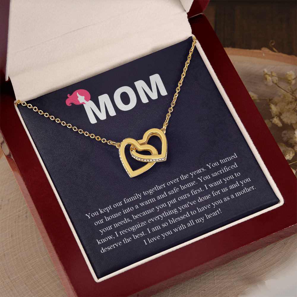 Mom Interlocking Hearts Necklace, Mothers Day Gift for Mom, Thoughtful Present from Son, Mom Necklace From daughter