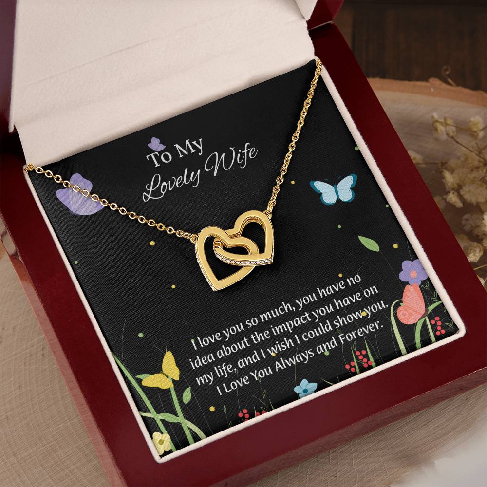 To My Lovely Wife Interlocking Hearts Necklace, Romantic Anniversary Gift For Wife, Wife Birthday Gift, Necklace For Wife