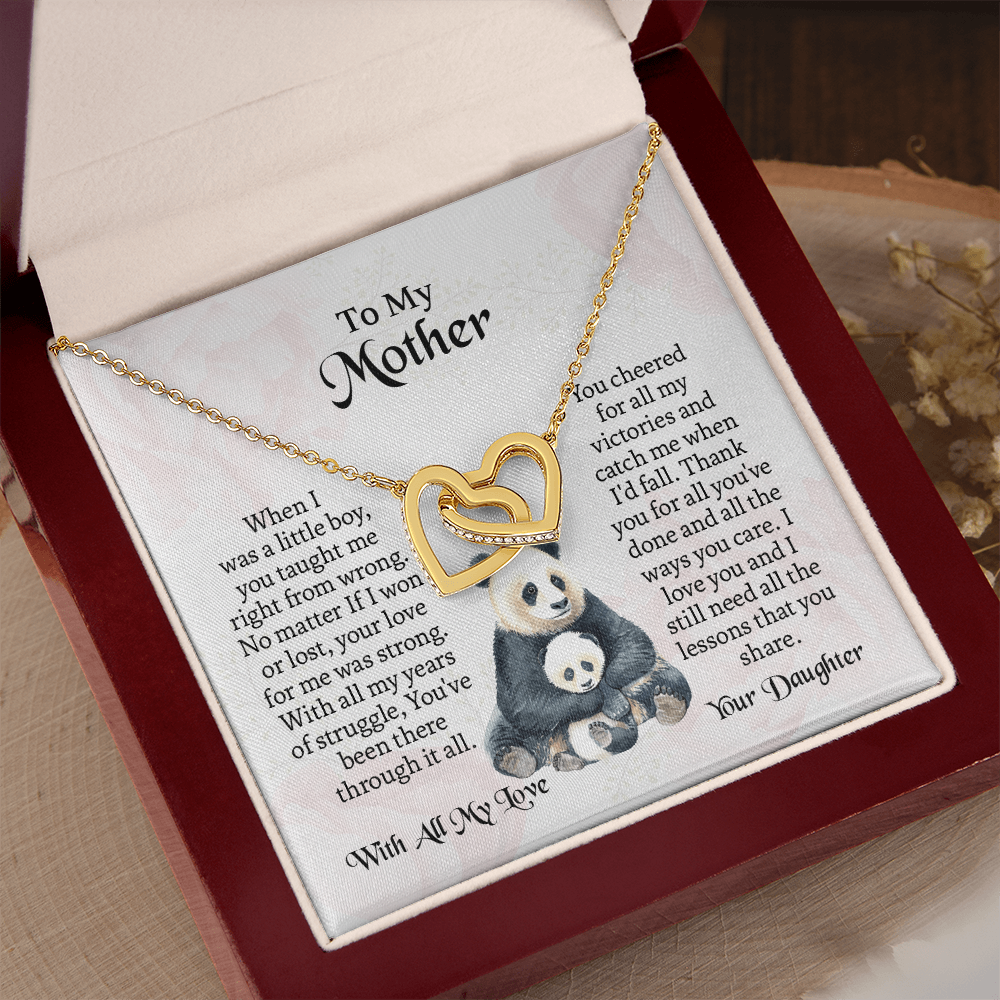 To My Mother Interlocking Hearts Necklace, Mothers Day Necklace For Mom, Mom Birthday Gift From Daughter, Message Card Jewelry For Mom