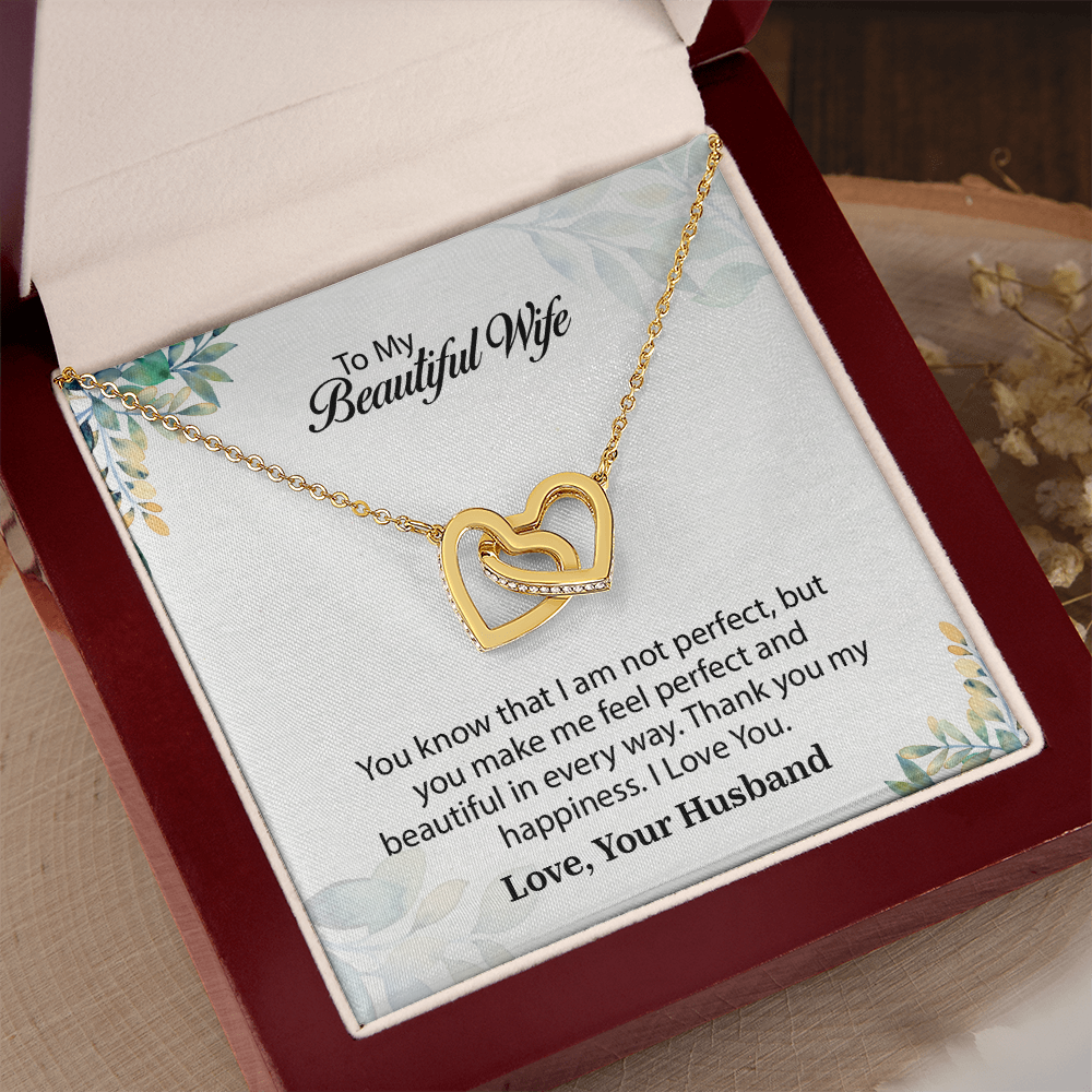 My Beautiful Wife Interlocking Hearts Necklace, Necklace for Wife, Anniversary Gift For Wife, Wife Birthday Gift