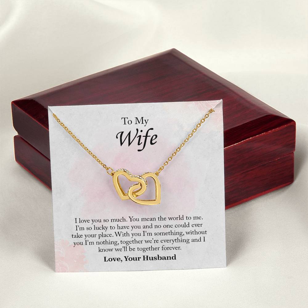 To My Wife Interlocking Hearts Necklace, Wife Jewelry, Romantic Anniversary Gift For Wife, Wife Birthday Gift, Necklace For Wife