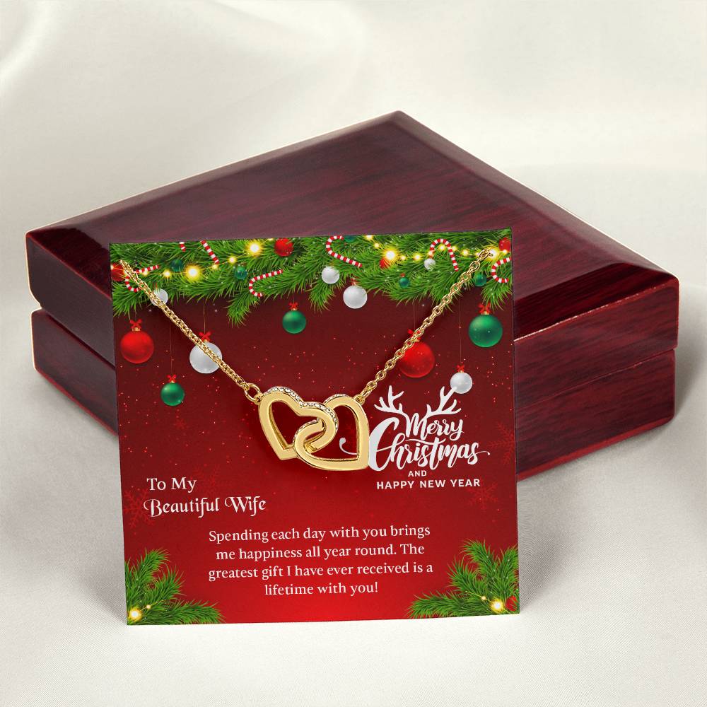 UNIDAZE Christmas Heart Necklace To My Beautiful Wife - Merry Christmas Gift For Wife - Holiday Gift For Her - Necklace To Wife - Gift From Husband ShineOn Fulfillment C30028T C30028TG lx-C30028 PB23-WOOD PT-4382 TNM-1 USER-188348