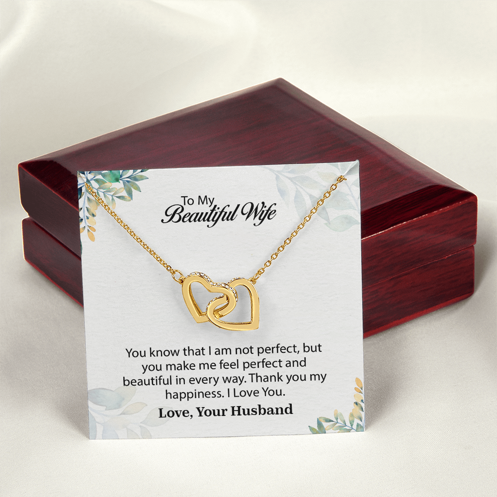 My Beautiful Wife Interlocking Hearts Necklace, Necklace for Wife, Anniversary Gift For Wife, Wife Birthday Gift