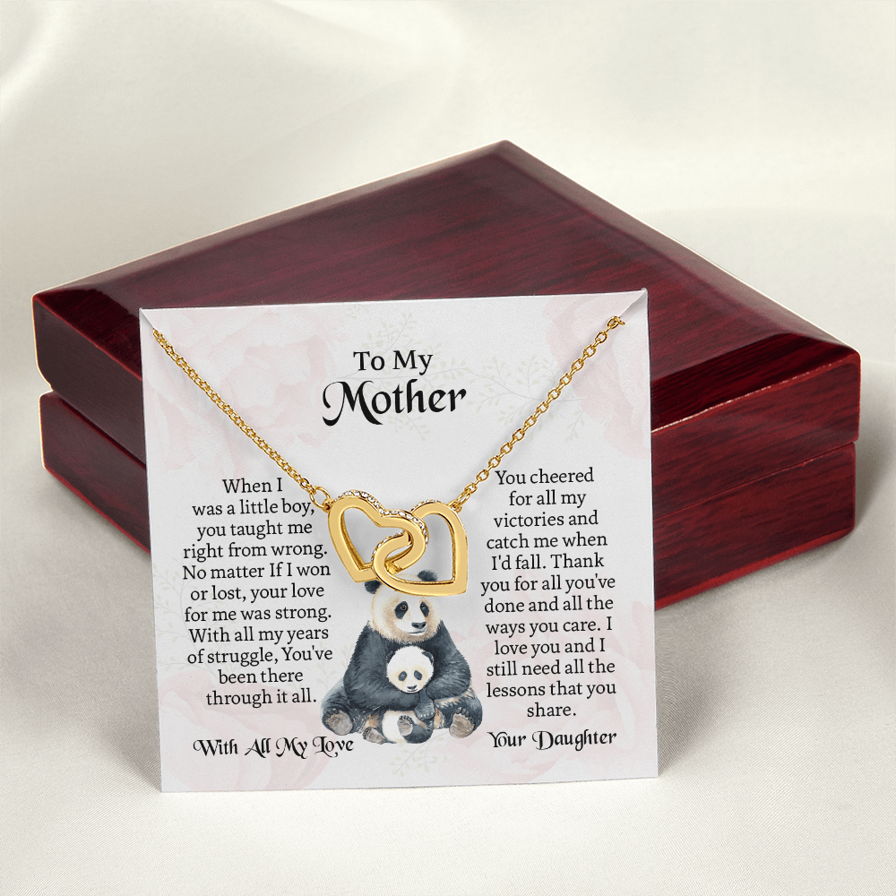 To My Mother Interlocking Hearts Necklace, Mothers Day Necklace For Mom, Mom Birthday Gift From Daughter, Message Card Jewelry For Mom