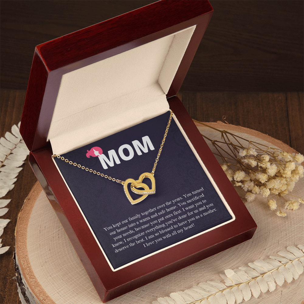 Mom Interlocking Hearts Necklace, Mothers Day Gift for Mom, Thoughtful Present from Son, Mom Necklace From daughter
