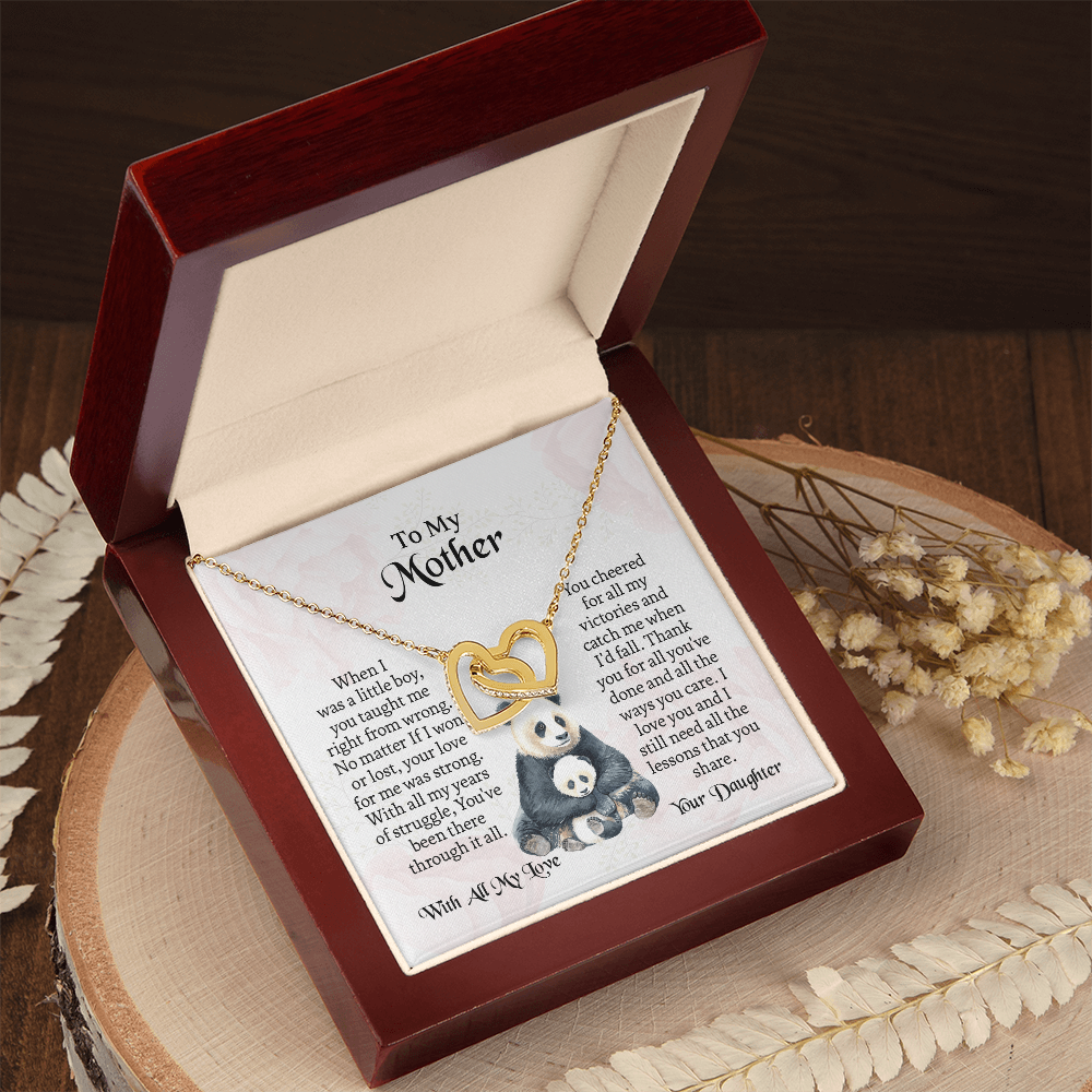 To My Mother Interlocking Hearts Necklace, Mothers Day Necklace For Mom, Mom Birthday Gift From Daughter, Message Card Jewelry For Mom