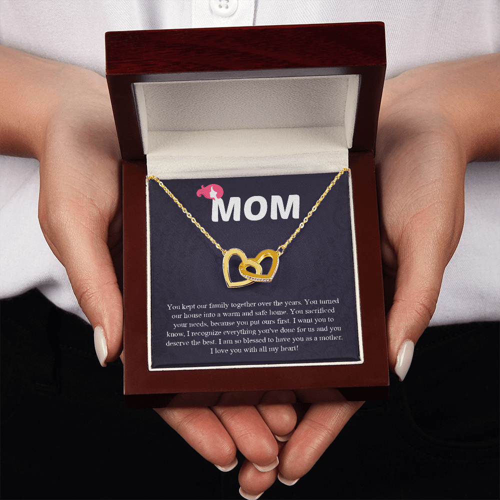 Mom Interlocking Hearts Necklace, Mothers Day Gift for Mom, Thoughtful Present from Son, Mom Necklace From daughter