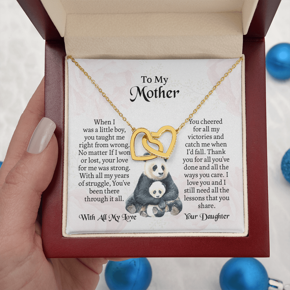 To My Mother Interlocking Hearts Necklace, Mothers Day Necklace For Mom, Mom Birthday Gift From Daughter, Message Card Jewelry For Mom