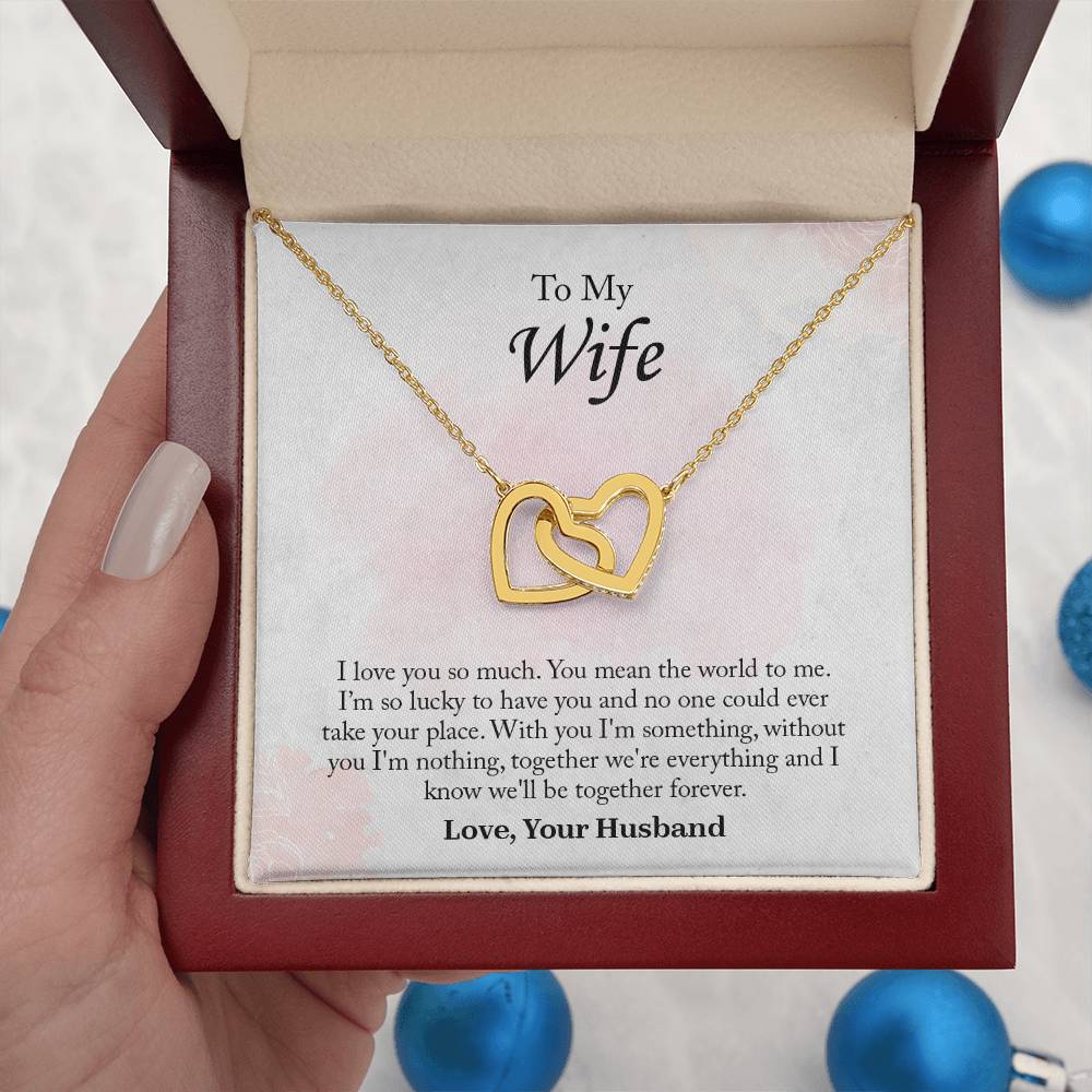 To My Wife Interlocking Hearts Necklace, Wife Jewelry, Romantic Anniversary Gift For Wife, Wife Birthday Gift, Necklace For Wife