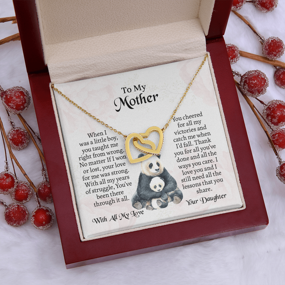 To My Mother Interlocking Hearts Necklace, Mothers Day Necklace For Mom, Mom Birthday Gift From Daughter, Message Card Jewelry For Mom